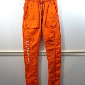 Milano Di Rouge Jogger Size Small Pants Orange Nylon Lined Snap Sides